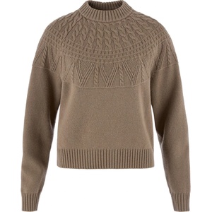 Fjällräven Дамски вълнен пуловер Fjällräven Women's Övik Solid Jacquard Knit Wool jumper - Suede Brown (105-7731-0213)
