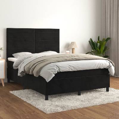 Petrashop 3143081 Boxspring postel s matrací černá samet Černý