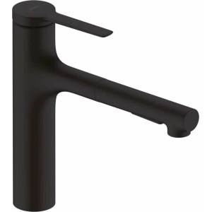 Hansgrohe Кухненски смесител Hansgrohe Zesis M33 160 с издърпващ се душ, матово черен, 2 вида струя (74801670)