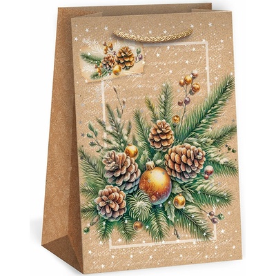 ARGUS Darčeková papierová taška (13 x 18 cm) - Vetvička so zlatou guľou 08240104