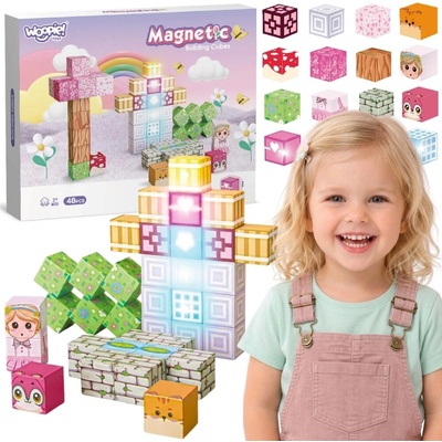 Woopie magnetické stavebné kocky 3D 48 ks