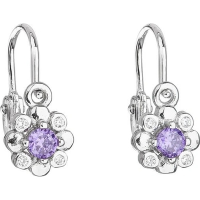 Pavona Stříbrné dětské náušnice s fialkovými zirkony 11174.3
