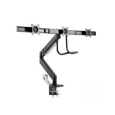 Стойка за 3монитора SBOX White Shark Rhamses за плот Gas Spring USB и мултимедийни портове, GMS-3203