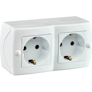Mono Electric ДВОЕН КОНТАКТ ЗА ОТКРИТ МОНТАЖ ip20 БЯЛ mono octans (8680453043025)