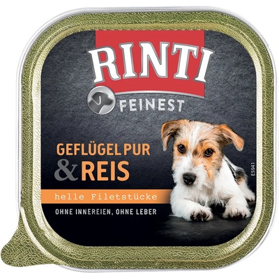 RINTI 11x150г RINTI Feinest, консервирана храна за кучета - птиче месо с ориз