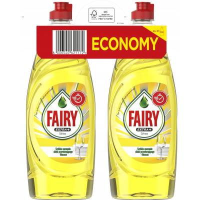 Fairy Extra+ prostriedok na umývanie riadu Citrus 2 x 650 ml
