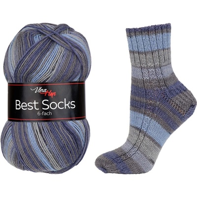 Vlna-hep Best socks 6-fach - 7366 šedo-modrá