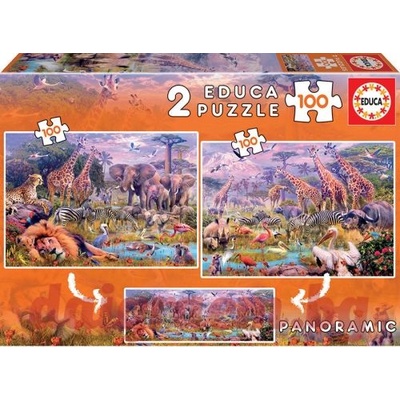 Educa Пъзел educa 18606 - 2 х 100 части - Диви животни (edu18606)
