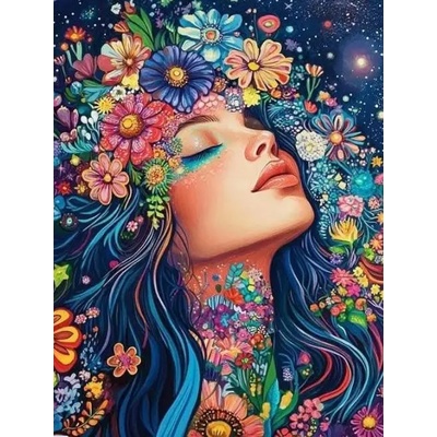 Norimpex - Puzzle Diamant painting: Girl in flowers 30x40cm - 1 - 39 piese