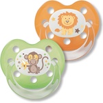 Baby-Nova Бебешка каучукова залъгалка силикон Baby Nova - 2 броя - оранжева и зелена (28140) - ozone