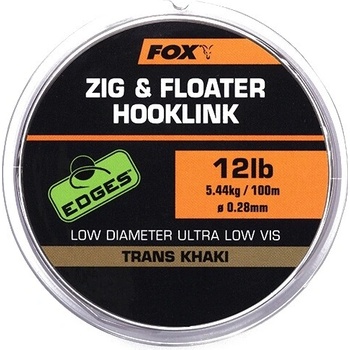 FOX Edges Zig & Floater Hooklink Trans Khaki 100 m 0,28 mm 5,44 kg