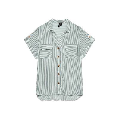 Риза с къс ръкав Vero moda Bumpy short sleeve shirt - Grey (Snow White / Gray Mist)