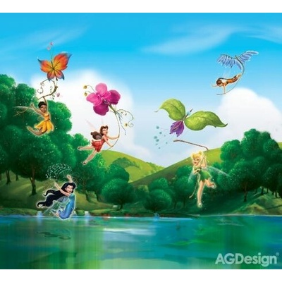 Závěsy foto Dimout Disney víly u duhy 280x245cm FCP XXL 6005