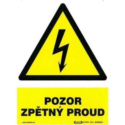Pozor zpětný proud 210x297mm - plastová tabulka