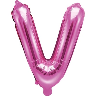 PartyDeco Balónek fóliový Písmeno ''V'' 35cm tmavě růžový