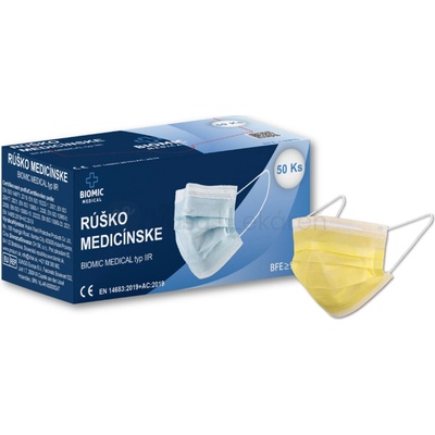 Biomic Medical Rúško jednorazové pre dospelých žlté 50 ks