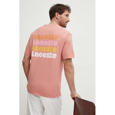 Lacoste Памучна тениска Lacoste в розово с принт (TH7544)