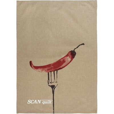 SCANquilt utěrka DEKORO chili béžovočervenočerná 50 x 70 cm