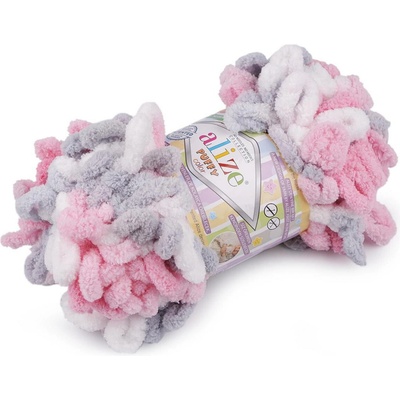 Pletací příze Alize Puffy color 100 g Varianta: 23 (6370) růžová sv. šedá, Balení: 1 ks 49453/120177/257057