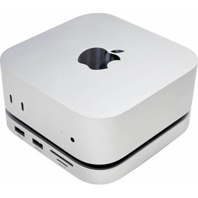 Алуминиева поставка с място за SDD и допълнителен USB-C хъб за Mac Mini M4 (2024) - Macally USB-C Hub with NVMe SSD Enclosure for Mac Mini M4 (сребрист) (MMINIDOCK)