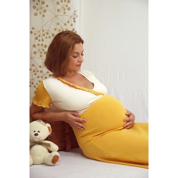 Nočná košeľa na kojenie elastická 033 smotanovo-oranžová