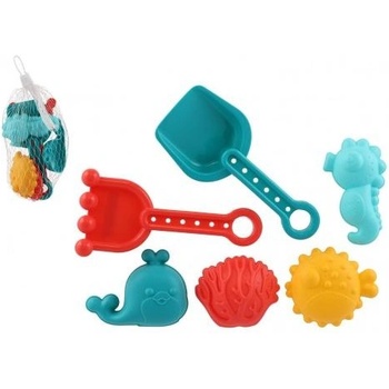 Teddies Комплект за пясък пластмасова лопатка, гребло, формички 4 бр