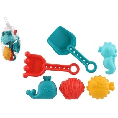 Teddies Комплект за пясък пластмасова лопатка, гребло, формички 4 бр