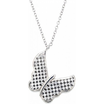 Pavona s.r.o. Stříbrný se zirkony motýl bílý 12035.1 Crystal