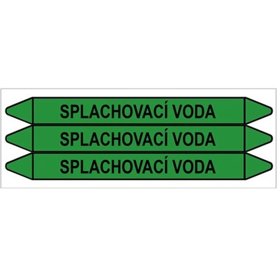 Značení potrubí, splachovací voda,3 ks, 355 × 37 mm PZ 009016