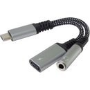 PremiumCord Redukce USB-C /3,5mm jack s DAC chipem + USB-C pro nabíjení 13cm 8592220022891