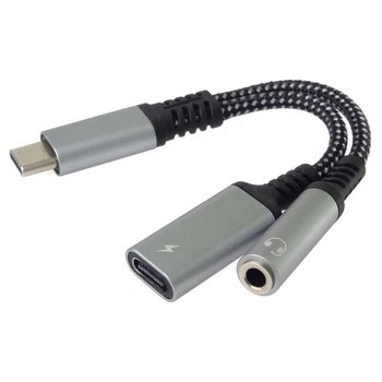 PremiumCord Redukce USB-C /3,5mm jack s DAC chipem + USB-C pro nabíjení 13cm 8592220022891