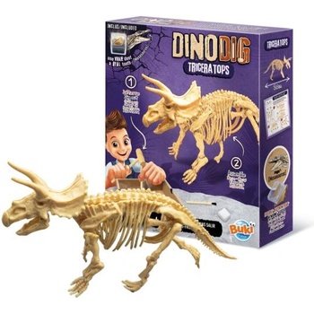 Buki France Dinodig изкоп и скелет на Трицератопс