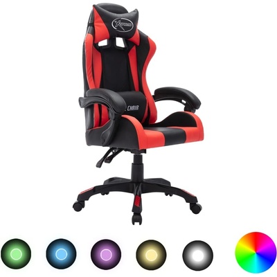 vidaXL s RGB LED podsvícením červeno-černá umělá kůže [287997]