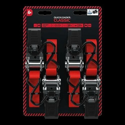 QUICKLOADER Classic/Dvoudílný popruh s ráčnou 500 kg 4 m x 25 mm 4-PACK