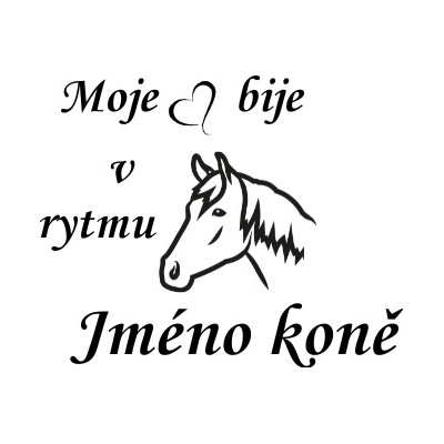 Nažehlovací nápis moje srdce s koněm Vzor: 4, Potisk: černá