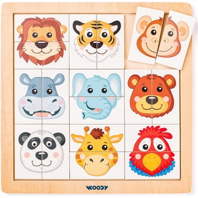 Woody skladačka zvieracie hlavičky exotické