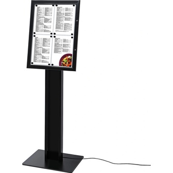 Jansen Display Čierna voľne stojaca Menu vitrína 4xA4 osvetlená 500 x 1630 mm