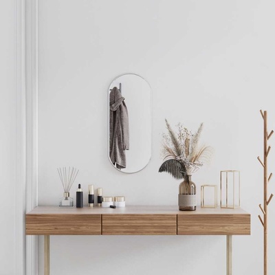 vidaXL Стенно огледало сребро 70x30 см овално (348191)