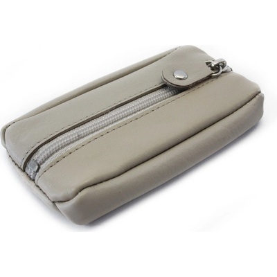 Klíčenka Šedá kožená se zipovou kapsou 619-2418-24