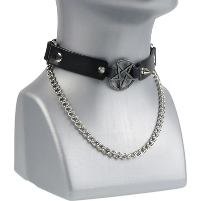 Leather & steel fashion Колие чокер (сбруя to обувка) Pentagram - LSF3 05