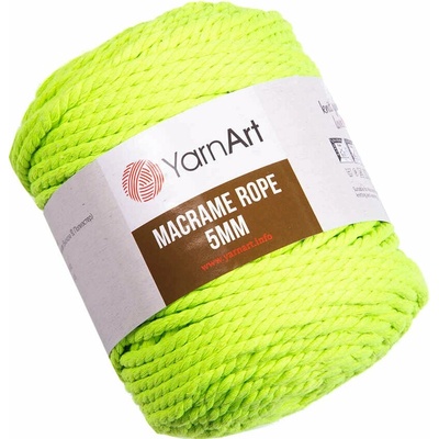 YARNART Macrame Rope 5 mm 5 mm 85 m 801 Neon Yellow юта (Macrame Rope 5 mm 801)