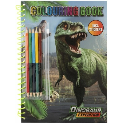 Kniha omaľovánok + samolepky Dinosaury