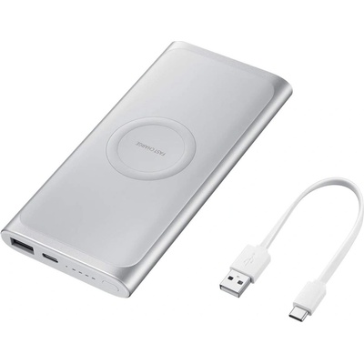 Samsung Wireless Powerbank EB-U1200CS 10000 mAh - външна батерия с безжично зареждане, USB и USB-C изходи (сребрист)