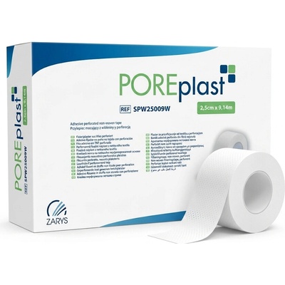 Zarys POREplast adhezivní perforovaná netkaná páska bílá 2,5 cm x 9,14 m 12 ks