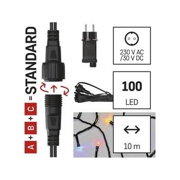 Emos 100 LED Základná sada pre spojovacie reťaze Standard 10 m vonkajšie multicolor časovač D1AM01