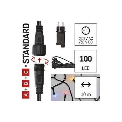 Emos 100 LED Základná sada pre spojovacie reťaze Standard 10 m vonkajšie multicolor časovač D1AM01