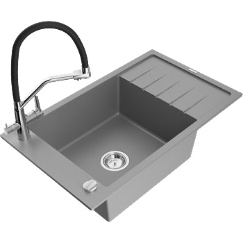 Mexen Elias едночелен мивка с дренираща и кухненски съдове Duo, сив - 6511-71-671701-07 (6511-71-671701-07)