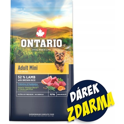 Granule Ontario Adult Mini Jehněčí & Hnědá Rýže 6,5 kg