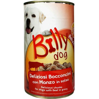 Billy Dog šťavnaté mäsové kúsky s hovädzím mäsom v lahodnej omáčke 1,24 kg