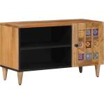 vidaXL ТВ шкаф с врата Естествен 80 x 33 x 46 см Солидно мангово дърво (4018275)